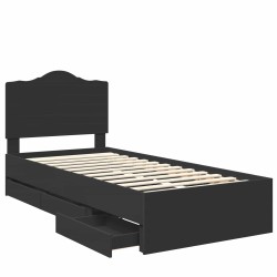 Cadre de lit avec tiroir Noir 100 x 200 cm Bois Ingénierie 547795547795