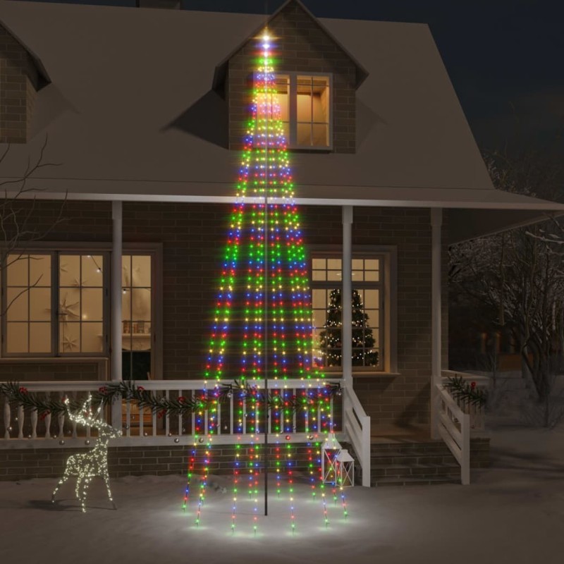 Sapin de Noël sur mât de drapeau 732 LED Colorées 500 cm 547825547825