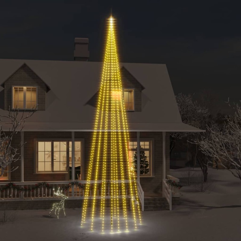Sapin de Noël sur mât de drapeau 1134 LED Blanc chaud 800 cm 547826547826