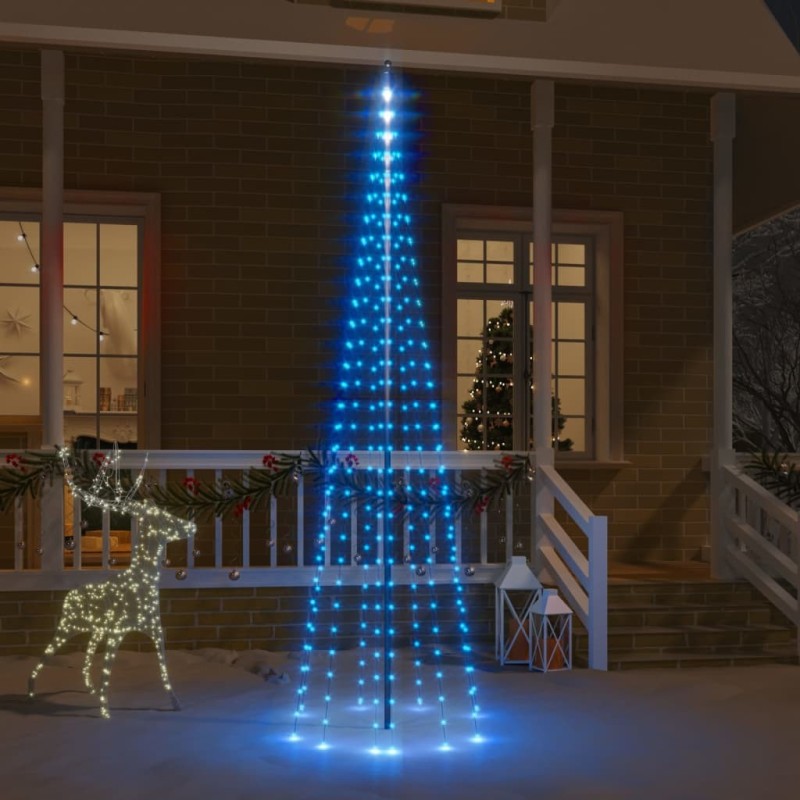 Sapin de Noël sur mât de drapeau 310 LED Bleues 300 cm 547866547866
