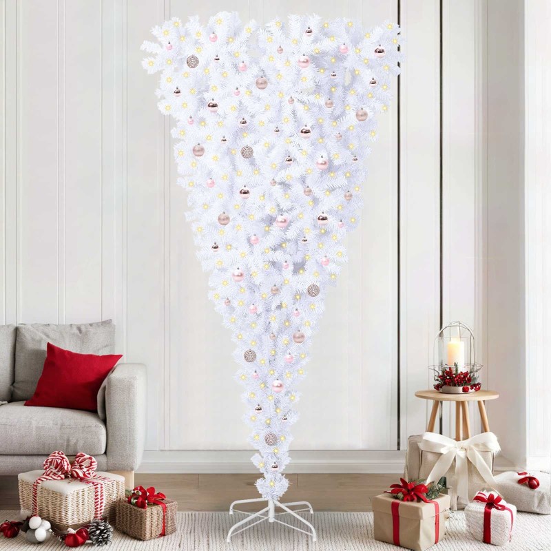 Sapin de Noël artificiel avec 300 LED Blanc 240 cm PVC et Acier 547945547945