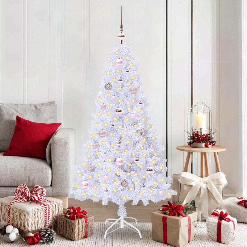 Sapin de Noël artificiel avec 150 LED Blanc 150 cm PVC et Acier 547951547951