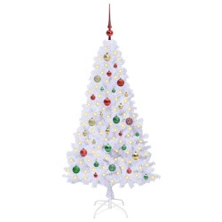 Sapin de Noël artificiel avec 150 LED Blanc 150 cm PVC et Acier 547952547952