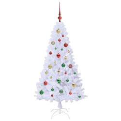Sapin de Noël artificiel avec 150 LED Blanc 150 cm PVC et Acier 547952547952