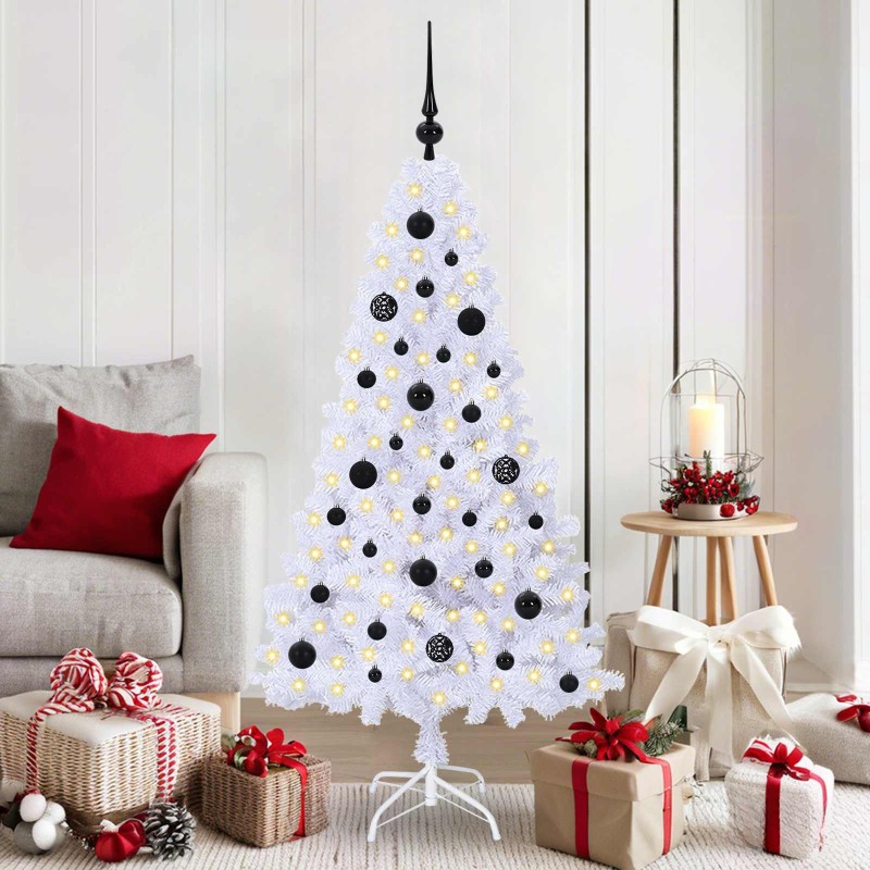 Sapin de Noël artificiel avec 150 LED Blanc 150 cm PVC et Acier 547981547981