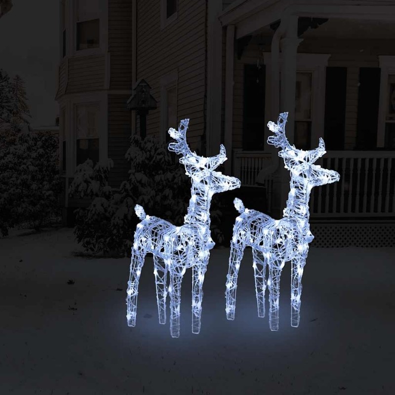 Rennes de Noël 2 pcs 80 LED Blanc froid Acrylique 547988547988