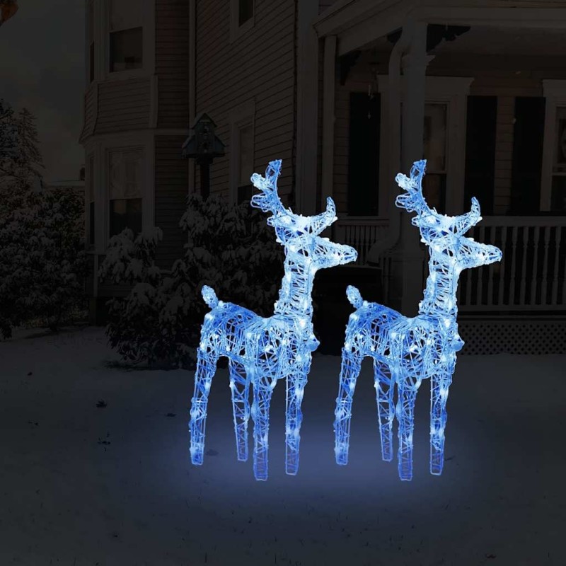 Rennes de Noël 2 pcs 80 LED Bleu Acrylique 547989547989