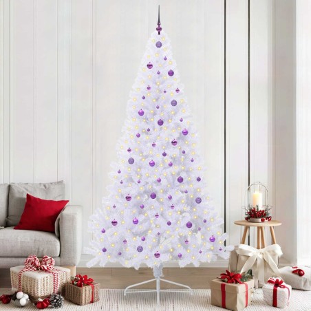Sapin de Noël artificiel avec 300 LED Blanc 240 cm PVC et Acier 548006548006