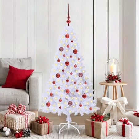 Sapin de Noël artificiel avec 150 LED Blanc 150 cm PVC et Acier 548011548011