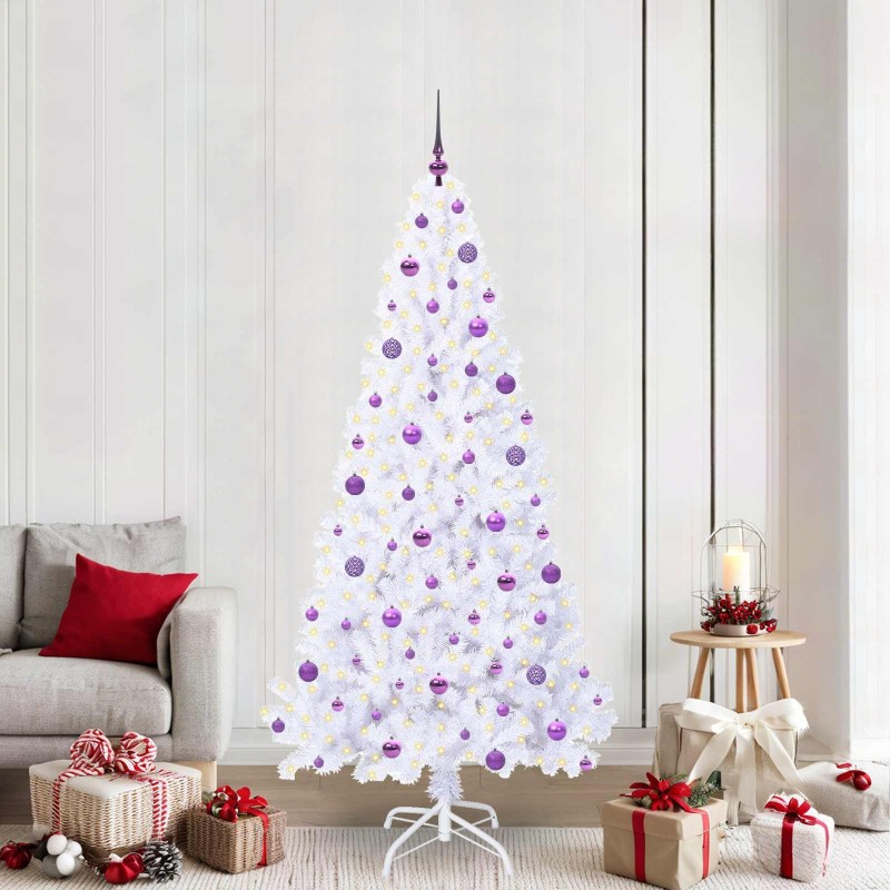 Sapin de Noël artificiel avec 300 LED Blanc 210 cm PVC et Acier 548016548016