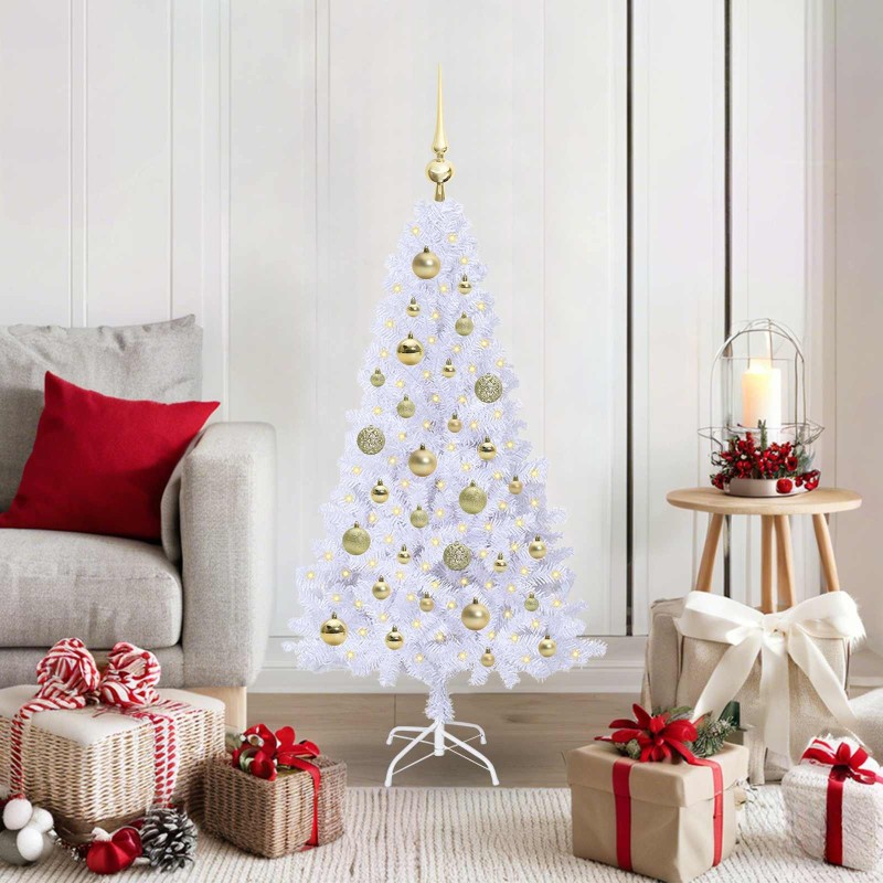 Sapin de Noël artificiel avec 150 LED Blanc 120 cm PVC et Acier 548019548019