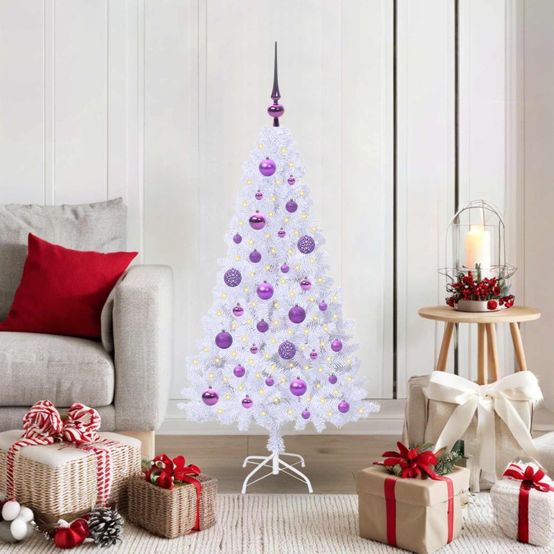 Sapin de Noël artificiel avec 150 LED Blanc 120 cm PVC et Acier 548022548022