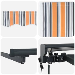 Auvent rétractable électrique Orange, Gris et Bleu 2,5 x 2 m 548182548182
