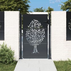 Portail de jardin anthracite 100x150 cm acier conception d'arbre 548289548289