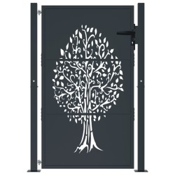 Portail de jardin anthracite 100x150 cm acier conception d'arbre 548289548289