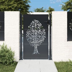 Portail de jardin anthracite 100x125 cm acier conception d'arbre 548290548290