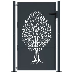 Portail de jardin anthracite 100x125 cm acier conception d'arbre 548290548290