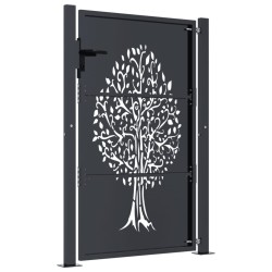 Portail de jardin anthracite 100x125 cm acier conception d'arbre 548290548290