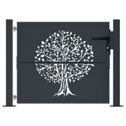 Portail de jardin anthracite 100x75 cm acier conception d'arbre 548291548291