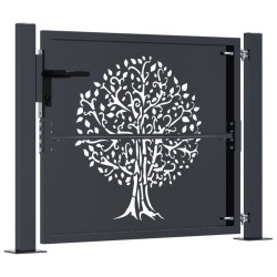 Portail de jardin anthracite 100x75 cm acier conception d'arbre 548291548291