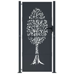 Portail de jardin Anthracite 100x175 cm Acier Design Arbre 548293548293
