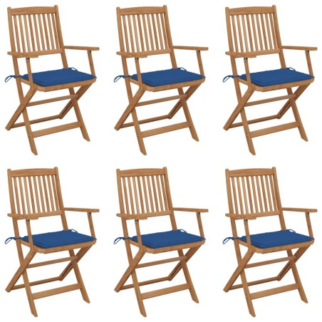 Chaises pliables de jardin lot de 6 avec coussins Bois d'acacia 548296548296