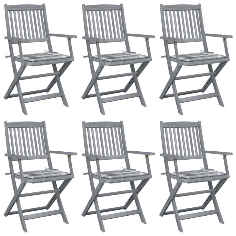 Chaises pliables d'extérieur lot de 6 et coussins Bois d'acacia 548302548302
