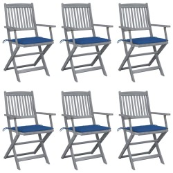 Chaises pliables d'extérieur lot de 6 et coussins Bois d'acacia 548310548310