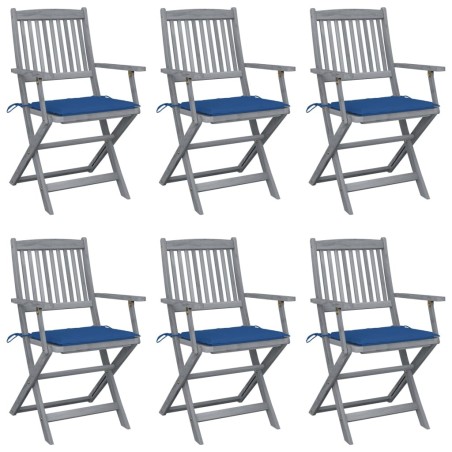 Chaises pliables d'extérieur lot de 6 et coussins Bois d'acacia 548310548310