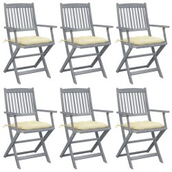 Chaises pliables d'extérieur lot de 6 et coussins Bois d'acacia 548312548312