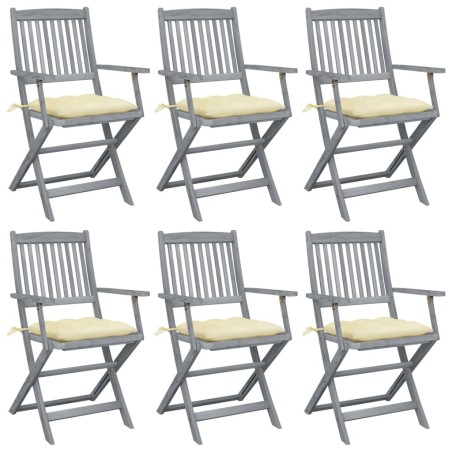 Chaises pliables d'extérieur lot de 6 et coussins Bois d'acacia 548312548312