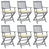 Chaises pliables d'extérieur lot de 6 et coussins Bois d'acacia 548312548312