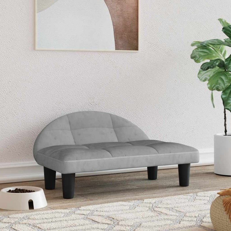 Lit pour chien gris clair 70x52x30 cm velours 548318548318