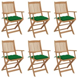 Chaises pliables de jardin lot de 6 avec coussins Bois d'acacia 548319548319