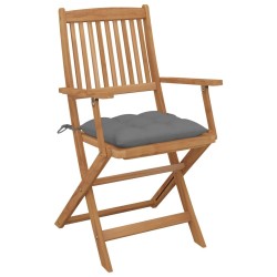 Chaises pliables de jardin lot de 6 avec coussins Bois d'acacia 548324548324