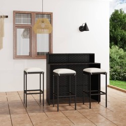 Ensemble de bar de jardin avec coussins 4 pcs Noir 548325548325