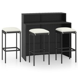 Ensemble de bar de jardin avec coussins 4 pcs Noir 548325548325