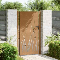 Portail de jardin 100x175 cm acier corten conception d'herbe 548331548331