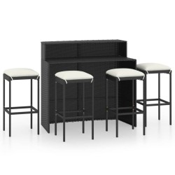 Ensemble de bar de jardin avec coussins 5 pcs Noir 548358548358