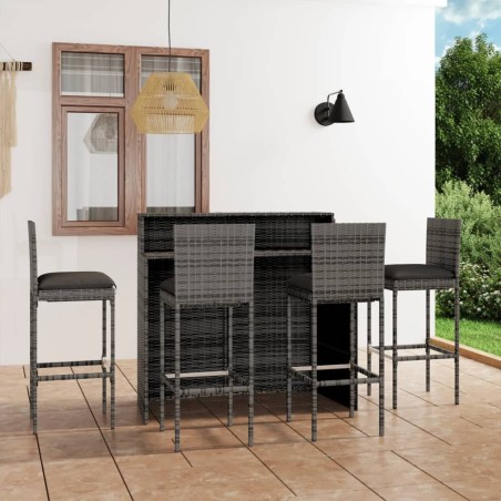 Ensemble de bar de jardin avec coussins 5 pcs Gris 548360548360