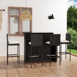 Ensemble de bar de jardin avec coussins 5 pcs Noir 548361548361