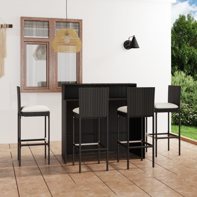 Ensemble de bar de jardin avec coussins 5 pcs Noir 548361548361