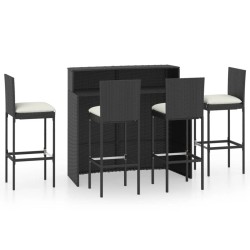 Ensemble de bar de jardin avec coussins 5 pcs Noir 548361548361