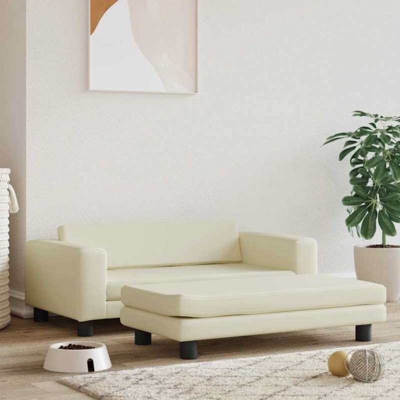 Lit pour chien avec extension crème 100x50x30 cm similicuir 548364548364