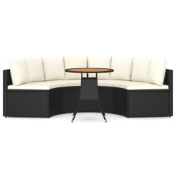 Salon de jardin 5 pcs avec coussins Résine tressée Noir 548371548371