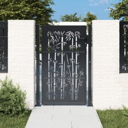Portail de jardin anthracite 100x125 cm acier design de bambou 548380548380