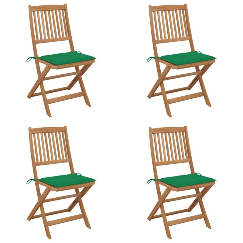 Chaises pliables de jardin lot de 4 avec coussins Bois d'acacia 548388548388