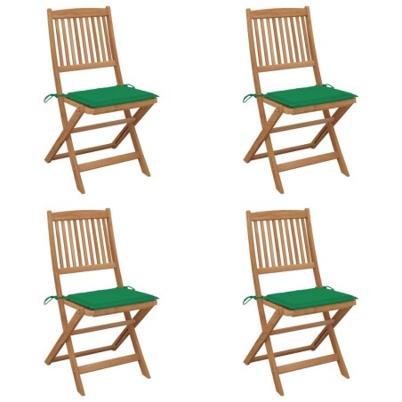 Chaises pliables de jardin lot de 4 avec coussins Bois d'acacia 548388548388