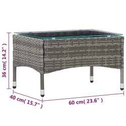 Table basse Gris 60x40x36 cm Résine tressée 548389548389