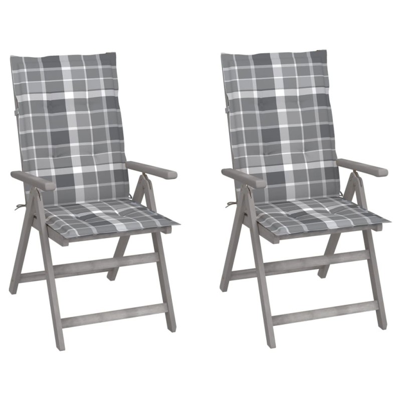 Chaises inclinables de jardin lot de 2 et coussins Bois acacia 548392548392